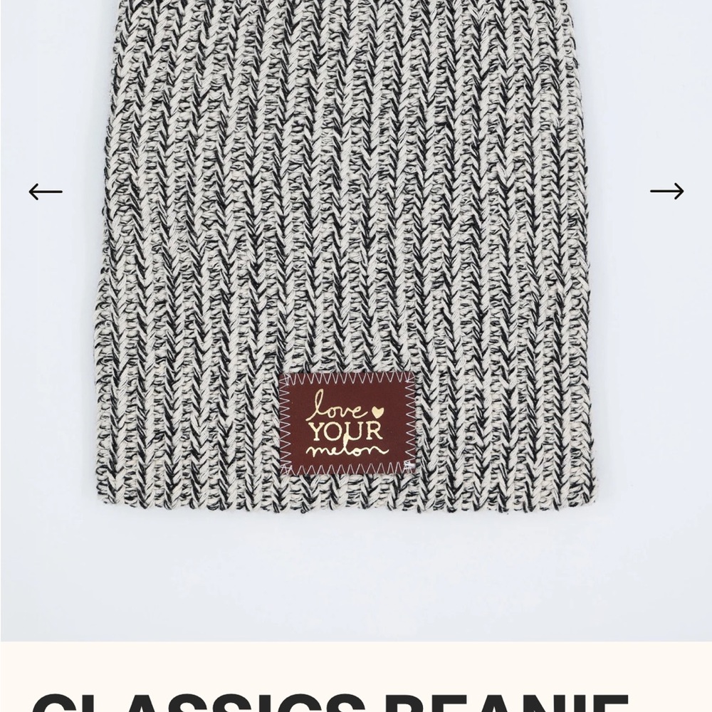 Love Your Melon white and Black Knit Beanie in Speckled/Black